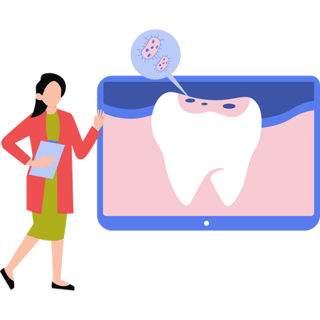 Doctor is looking at the tooth cavity  Illustration