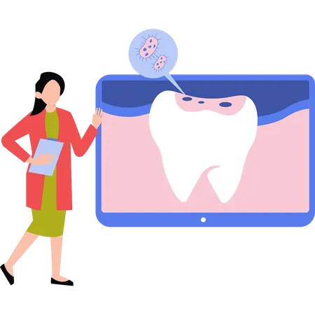 Doctor is looking at the tooth cavity  Illustration