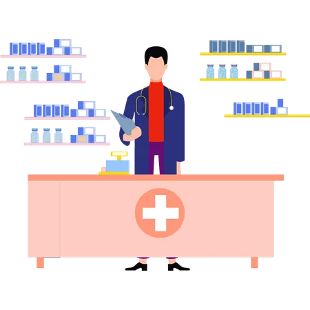 A Doctor Is Standing In The Clinic Illustration