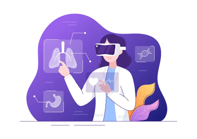 Doctor is studying medicine using VR  Illustration