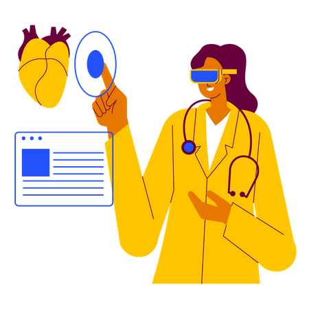 Doctor is studying medicine using VR  イラスト