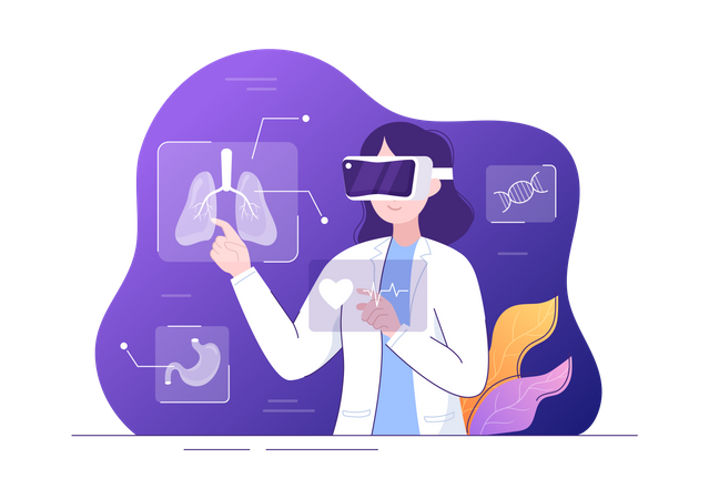 Doctor is studying medicine using VR  Illustration