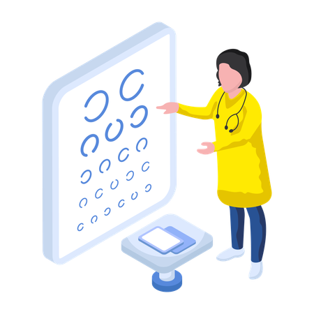 Doctor is taking Eyesight Test  Illustration