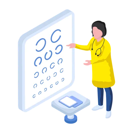 Doctor is taking Eyesight Test  Illustration