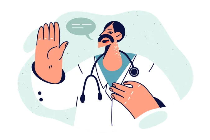 Man Doctor Pronounces Hippocratic Oath And Raises Hand Promising To Do Everything To Save Patient Honest Doctor Working In Hospital Or Private Clinic Gives Solemn Speech Upon Receiving New Position Illustration