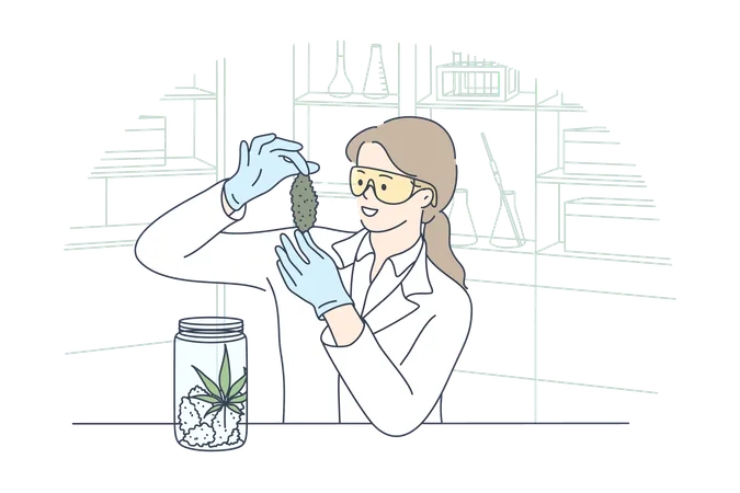 Doctor is testing medicine in laboratory  Illustration