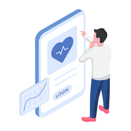 Doctor is viewing Ecg Monitor  Illustration