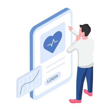 Doctor is viewing Ecg Monitor  Illustration