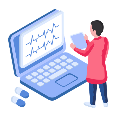 Doctor is viewing Ecg Report  Illustration