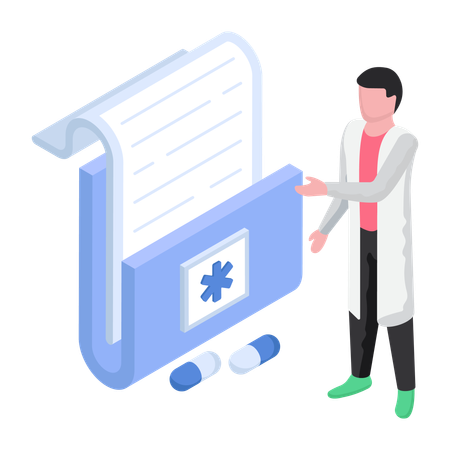 Doctor is viewing Medical Folder  イラスト