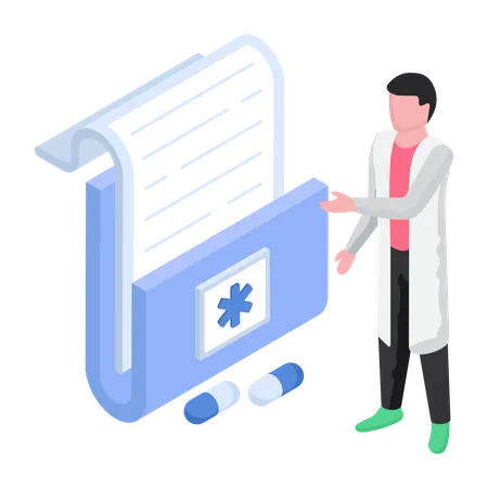 Doctor is viewing Medical Folder  イラスト