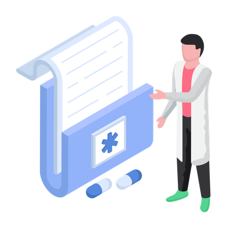 Doctor is viewing Medical Folder  Illustration