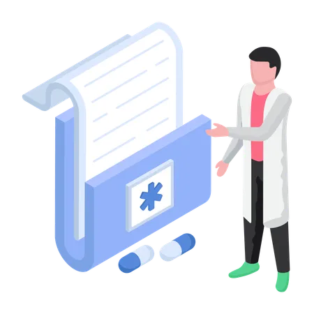 Doctor is viewing Medical Folder  Illustration