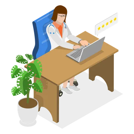 3 D Isometric Flat Vector Illustration Of Doctor Feedback Rating And Review Illustration