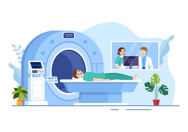 Doctor keep eye on MRI scan result  Illustration