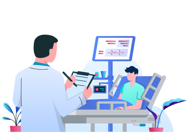 Doctor keeping eye on patient health condition  Illustration