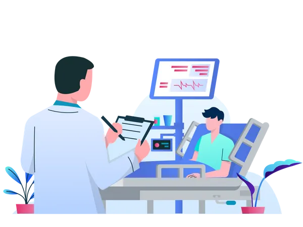 Doctor keeping eye on patient health condition  Illustration