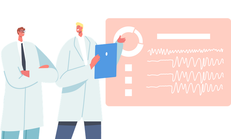 Doctor learn brain electroencephalography  Illustration