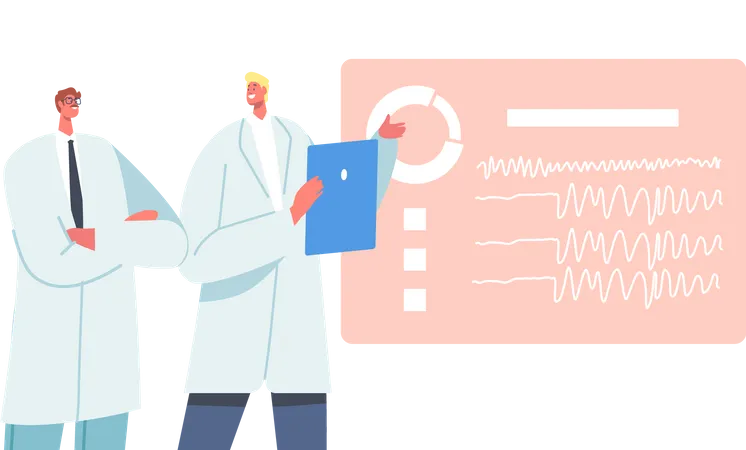 Doctor learn brain electroencephalography  Illustration