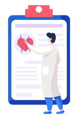 Doctor looking at heart report  Illustration