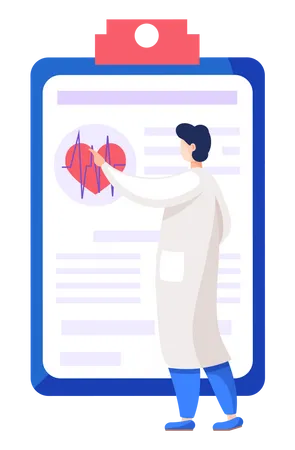 Doctor looking at heart report  Illustration