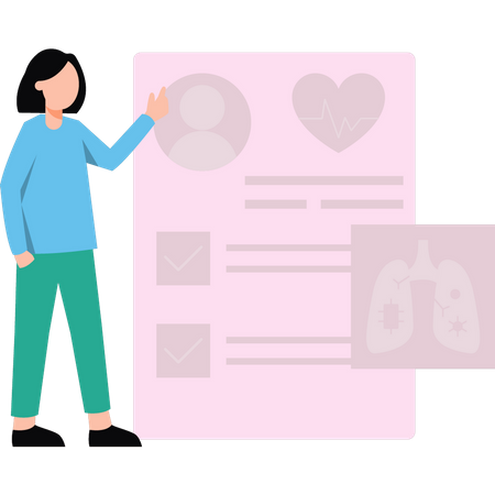 Doctor looking at lung report  Illustration