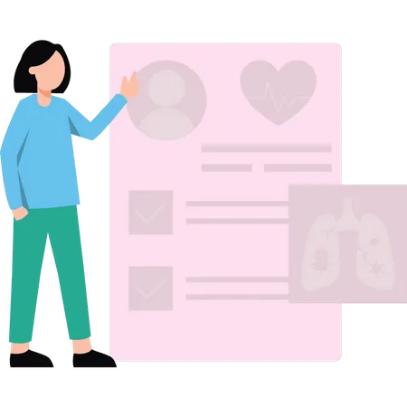 Doctor looking at lung report  Illustration