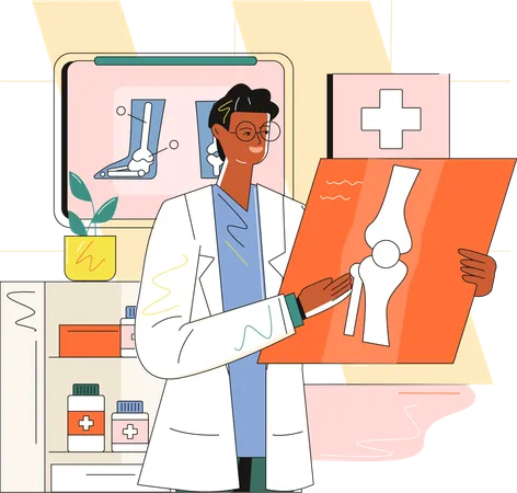 Doctor looking at Radiology result  Illustration