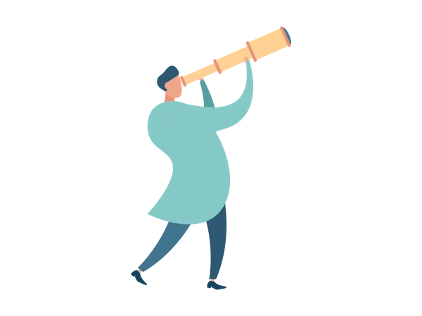 Doctor looking something with telescope Illustration