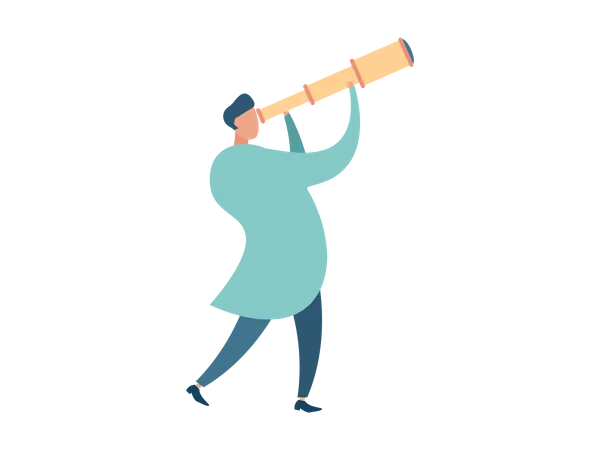 Doctor looking something with telescope  Illustration