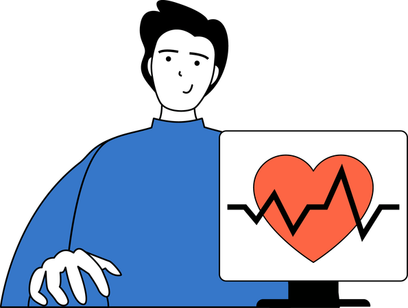Doctor looks at heart report  イラスト