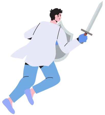 Doctor Lucha Contra El Virus Ilustración