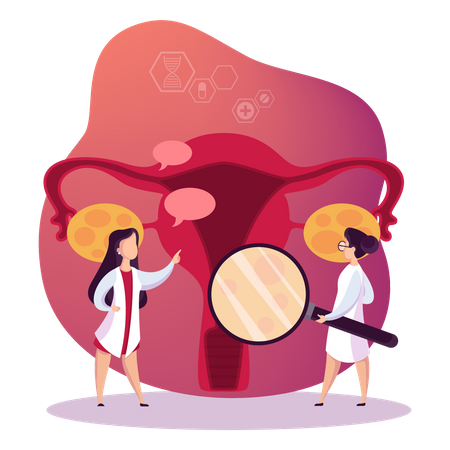 Doctor make uterus examination  イラスト