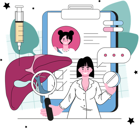 Doctor making liver report  Illustration