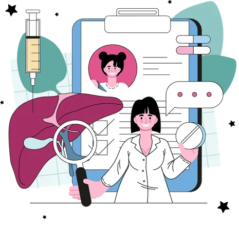 Doctor making liver report  Illustration