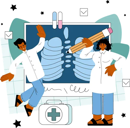 Doctor making lungs report  Illustration