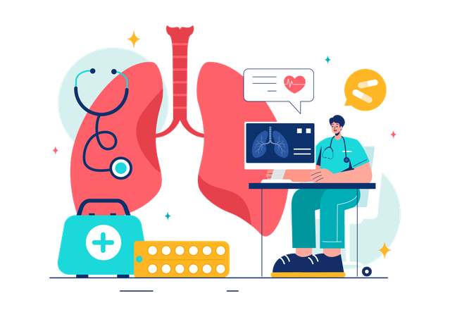 Doctor making lungs report  Illustration