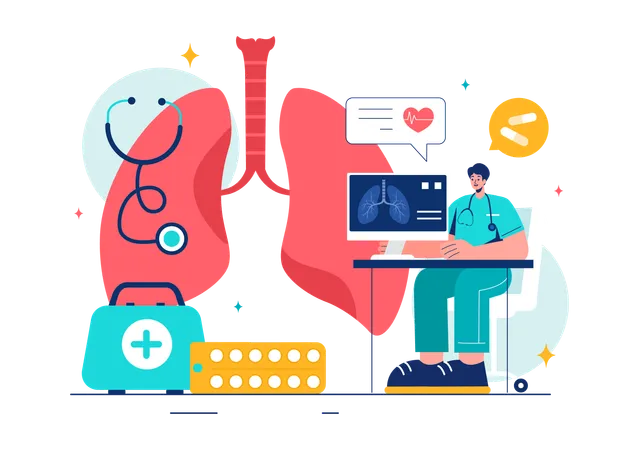 Doctor making lungs report  Illustration