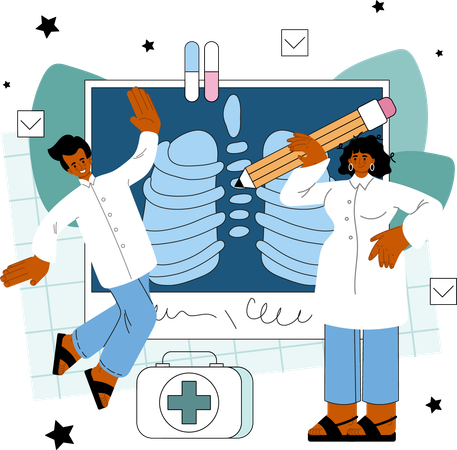 Doctor making lungs report  Illustration