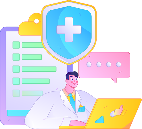 Doctor making medical report  Illustration