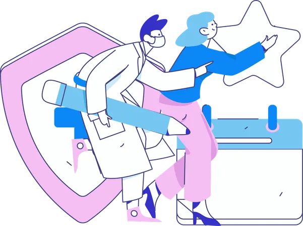 Doctor making medical scheule  Illustration