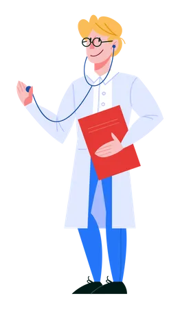 Médico masculino en uniforme  Ilustración