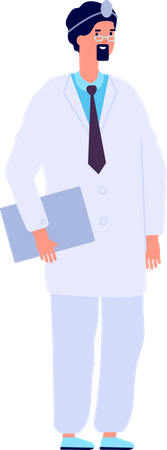 Médico varón sosteniendo archivo  Ilustración