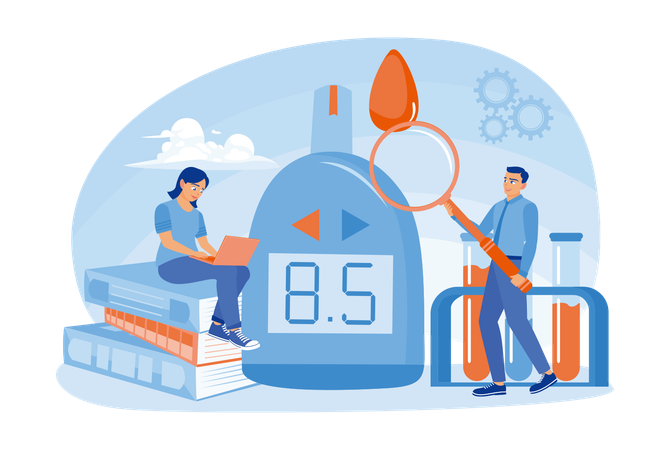 Doctor measures blood glucose level  Illustration