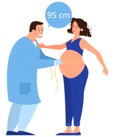 Doctor measuring belly of pregnant woman Illustration