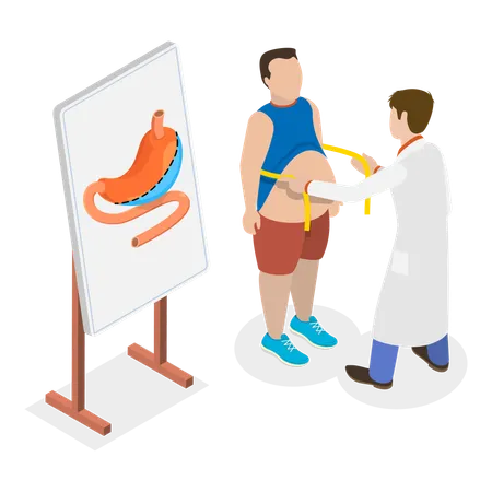 Doctor measuring patient for bariatric surery  Illustration