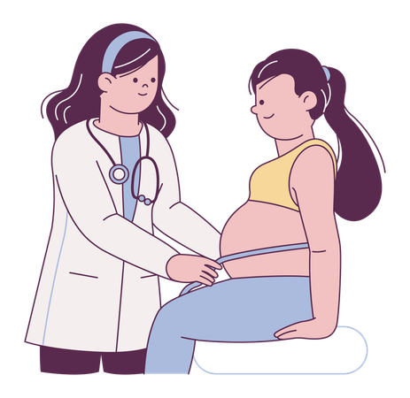 Doctor Measuring Pregnant Belly  Illustration