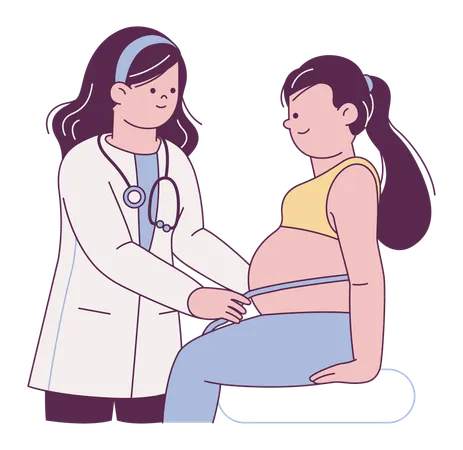 Doctor Measuring Pregnant Belly  Illustration