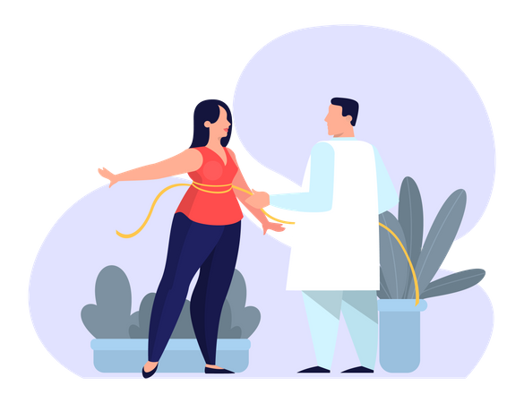 Doctor measuring woman waist  Illustration