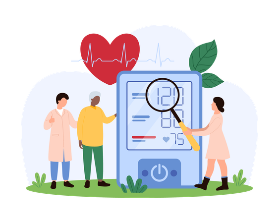 Doctor Monitoring Blood Pressure  Illustration